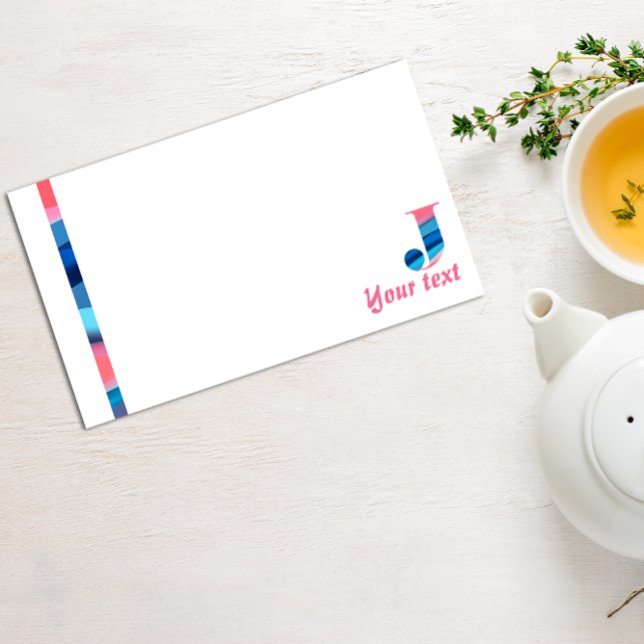 Post-it® Corail bleu monogramme lettre J notes (Créateur téléchargé)