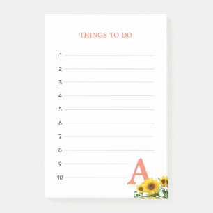 Post-it® Coral Pink Monogram & Sunflowers Choses à Faire