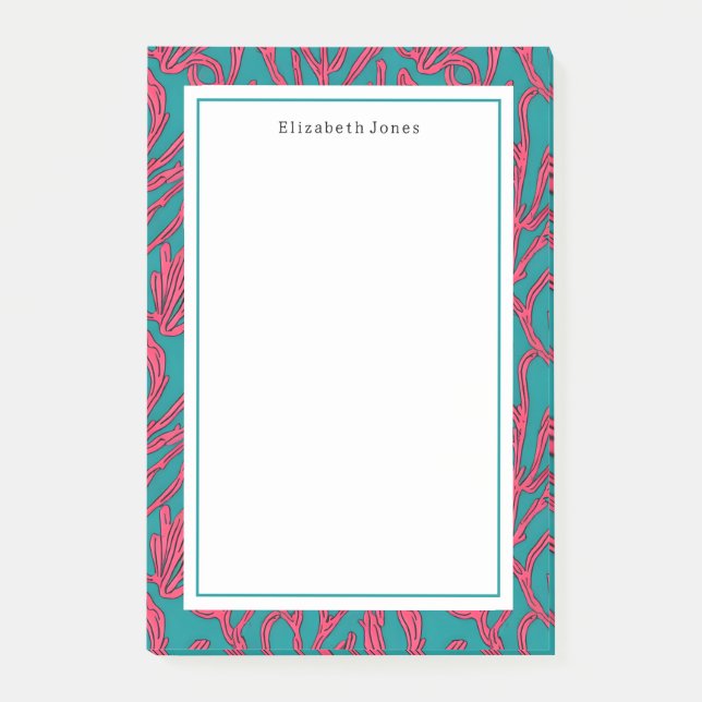 Post-it® Coral Reef Abstrait rose et Turquoise tropical (Devant)