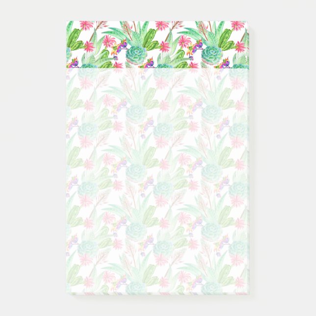 Post-it® Couleur d'eau vive Cactus et Motif succulent (Devant)
