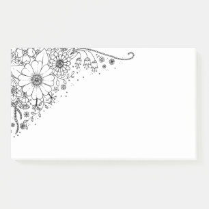 Post-it® Couleur des fleurs de Doodle noir et blanc en imag