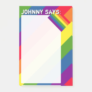 Post-it® Couleurs arc-en-ciel avec drapeau et texte personn