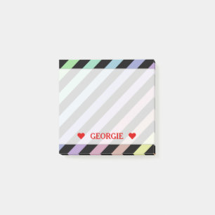 Post-it® Couleurs en pastel légères et rayures noires mot