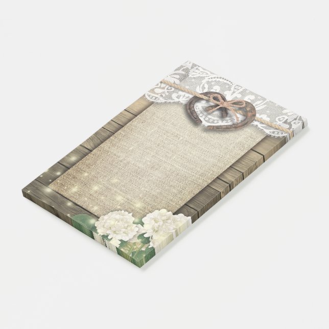 Post-it® Couple Horseshoe Dentelle Coeur Hydrangea Mariage  (Incliné)