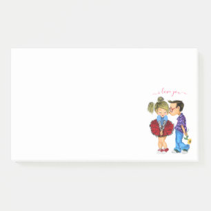 Post-it® Couple romantique mignon - Amour - Baiser - Je t'a