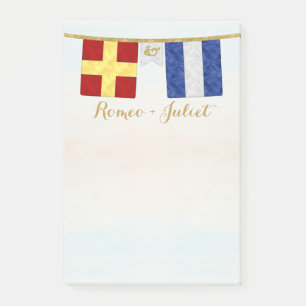 Post-it® Couples d'aquarelle Monogramme Signal maritime Dra