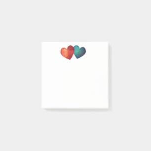 Post-it® Couples modernes de coeurs rouges et bleus