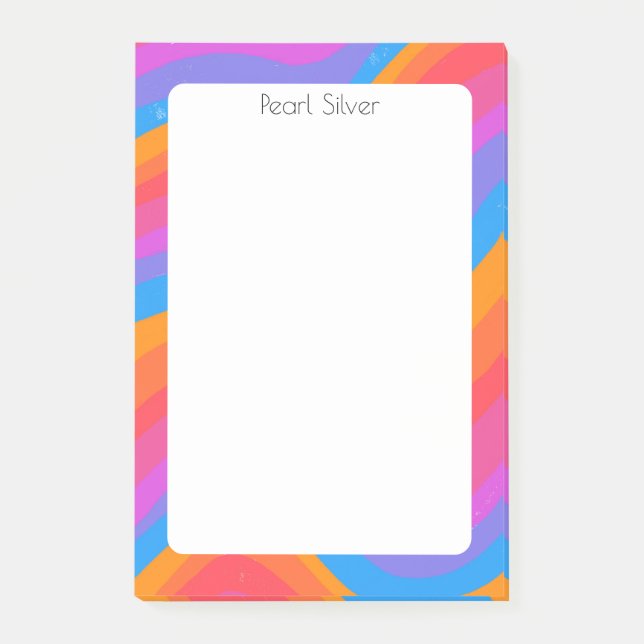 Post-it® Courbes arc-en-ciel personnalisées Monogramme chic (Devant)