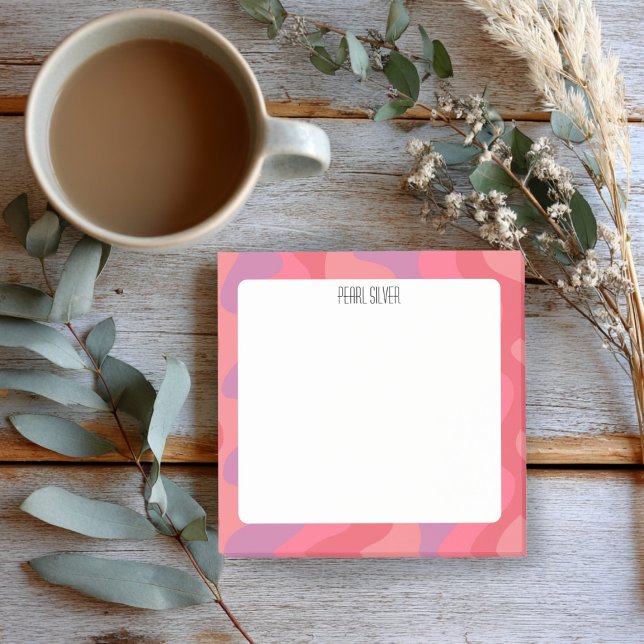 Post-it® Courbes roses personnalisées Monogramme chic perso (Pink Curves CUSTOM Chic Monogram Personalized Post-it Notes
)
