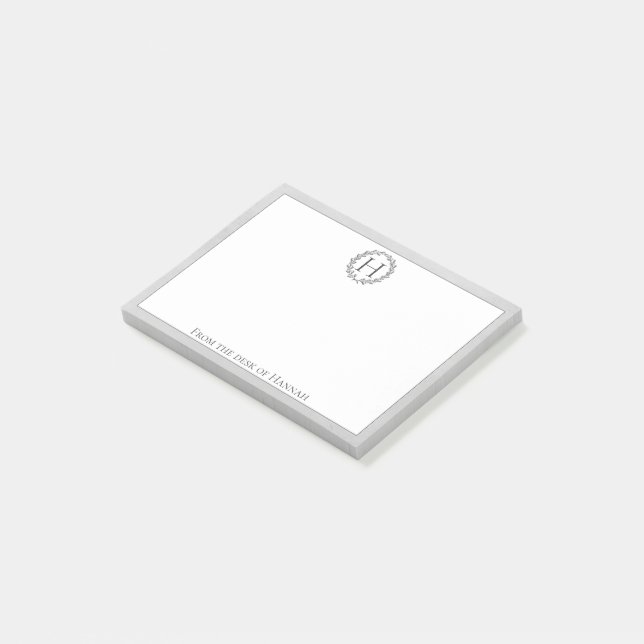 Post-it® Couronne de monogramme gris (Incliné)