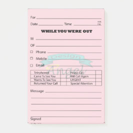 Post-it® Courrier fait sur commande rose de message