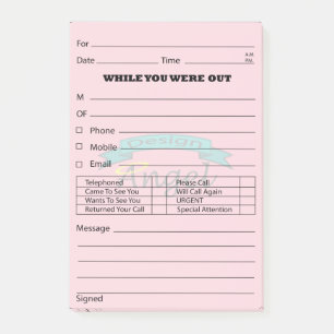 Post-it® Courrier fait sur commande rose de message