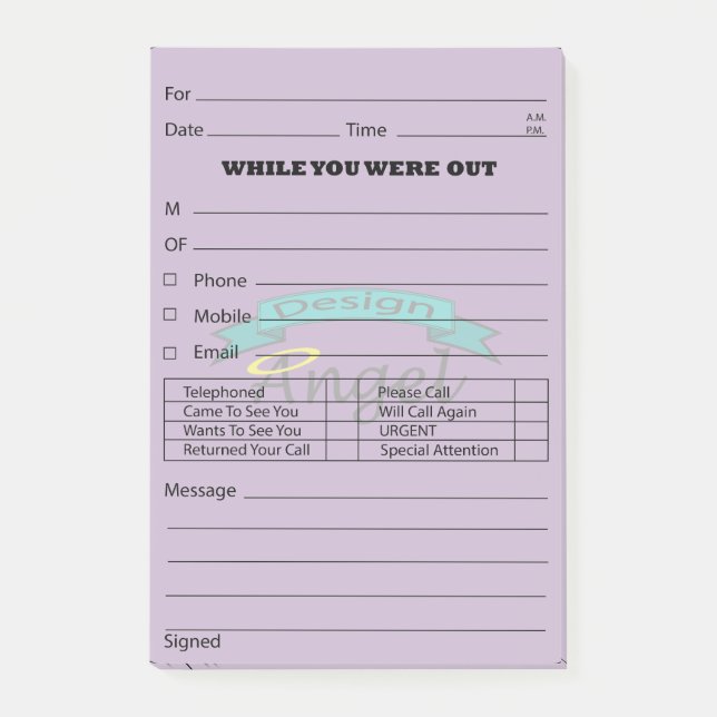 Post-it® Courrier pourpre de message téléphonique de (Devant)