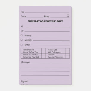Post-it® Courrier pourpre de message téléphonique il est
