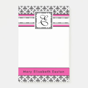 Post-it® Coutume noire et blanche de damassé de roses