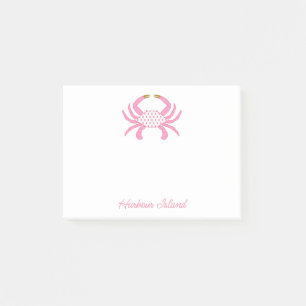 Post-it® Crabe Rose Custom Chic Notes Autocollantes Côtiè