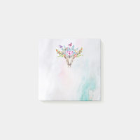 Crâne animal Boho avec papillons et fleurs