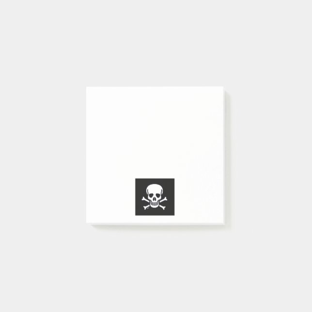 Post-it® Crâne en os Plaques de notes blanches noires (Devant)