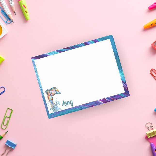 Post-it® Crayon de couleur personnalisé Dauphin sautant (Créateur téléchargé)