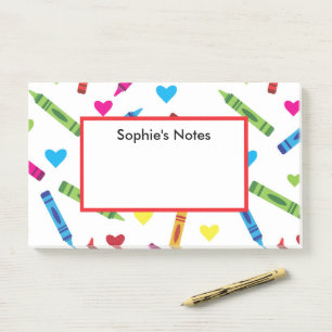 Post-it® Crayons de couleur de l'école avec motif personnal