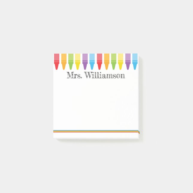 Post-it® Crayons mignons personnalisés Professeur Retour à  (Devant)