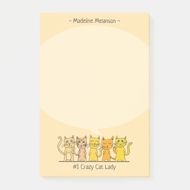Post-it® Crazy Cat Lady Kitty Cartoon personnalisé (Devant)
