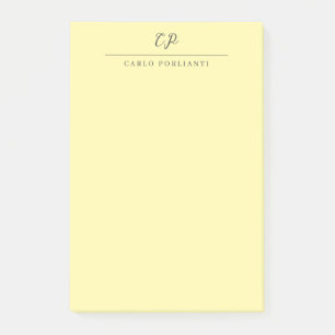 Post-it® Crème Moderne Calligraphie Plain Nom Monogrammé