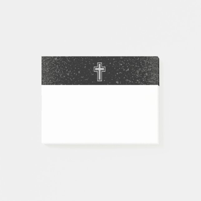 Post-it® Croix chrétienne de ton argenté sur l'étincelle (Devant)