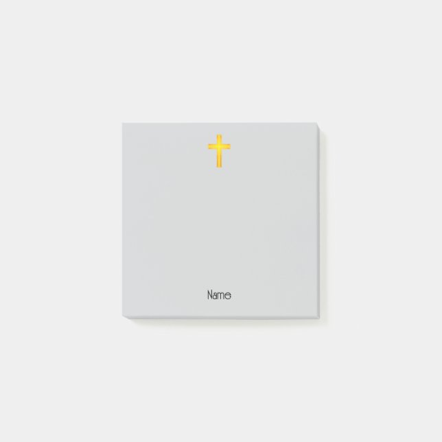 Post-it® Croix de la foi jaune sur le nom gris Publier la n (Devant)