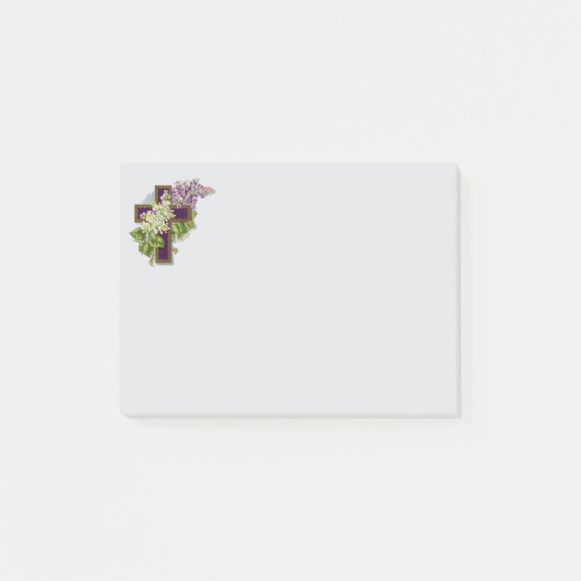Post-it® Croix Violette Et Fleurs (Devant)