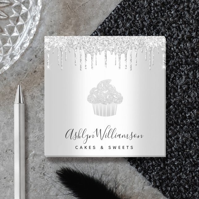 Post-it® Cupcake Boulangerie Pâtisserie Chef Argent Parties (Créateur téléchargé)