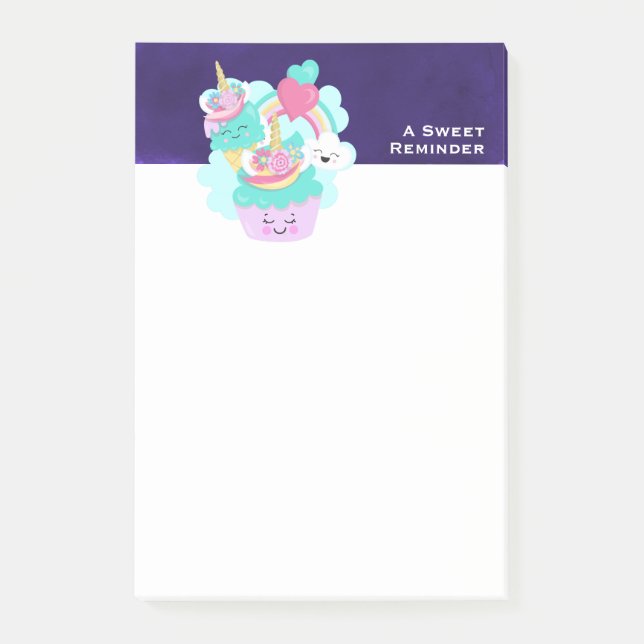 Post-it® Cupcake mignonne et crème glacée joyeuse (Devant)