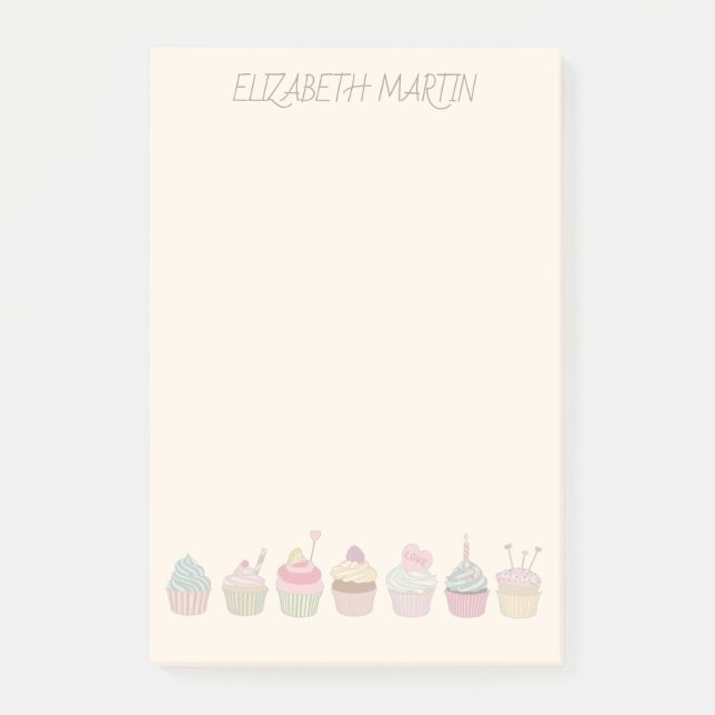 Post-it® Cupcakes et nom (Devant)