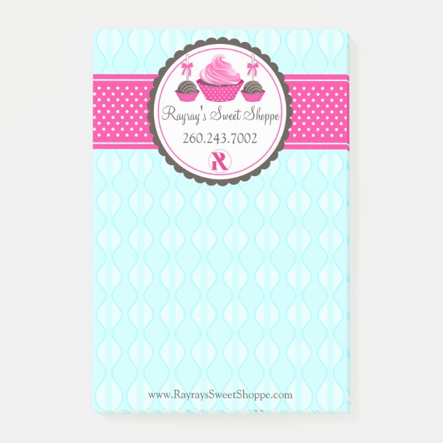 Post-it® Cupe à gâteau personnalisée Aqua Rose V1 (Devant)