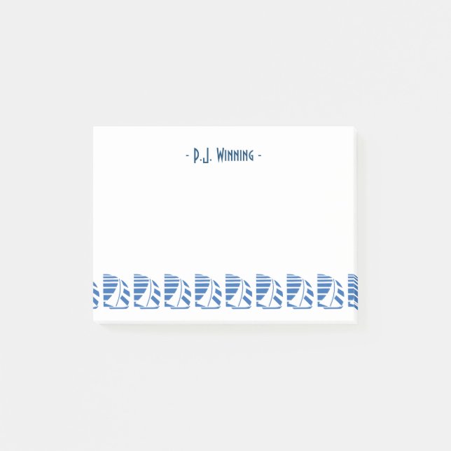 Post-it® Custom Deco Blue Racing Sailboats Sticky Notes (Devant)