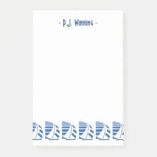 Post-it® Custom Deco Blue Racing Sailboats Sticky Notes