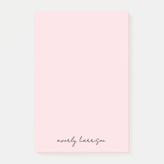 Post-it® Custom Monogram Blush Pink Chic Minimalist