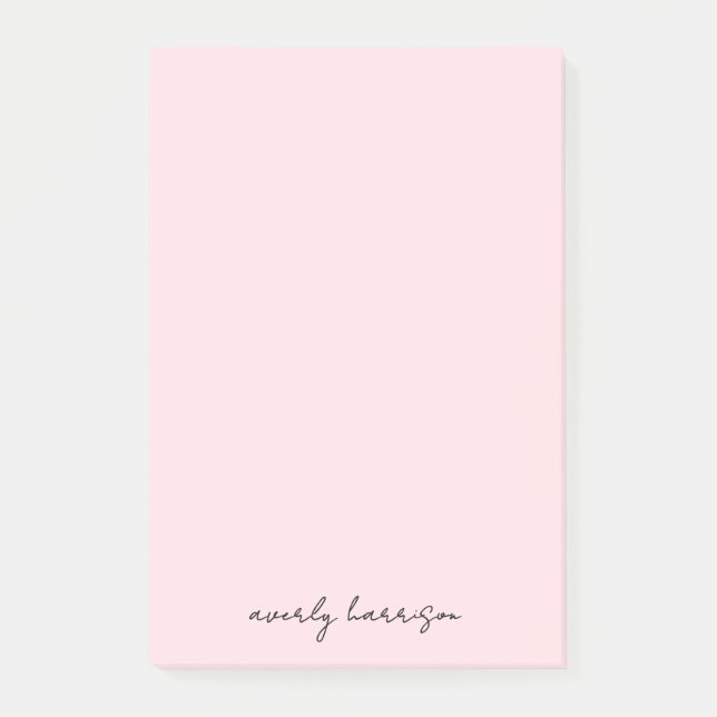 Post-it® Custom Monogram Blush Pink Chic Minimalist  (Devant)