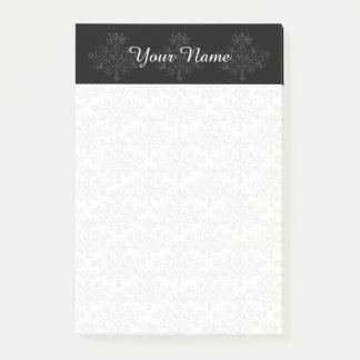 Post-it® Custom Vintage Floral Damask in Dark Grays