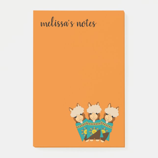 Post-it® Cute Alpacas Chèvres Rocheuses et Serapes Turquois (Devant)
