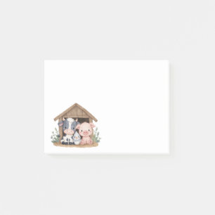 Post-it® Cute Animaux De Ferme Vache De Cochon