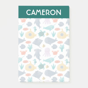 Post-it® Cute Aquarelle Océan Animaux Motif