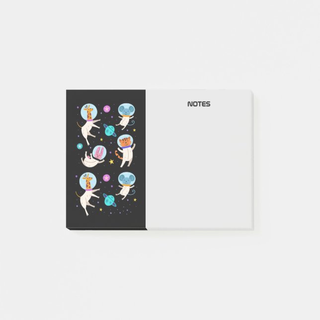 Post-it® Cute astronaute Animaux flottant dans l'espace (Devant)