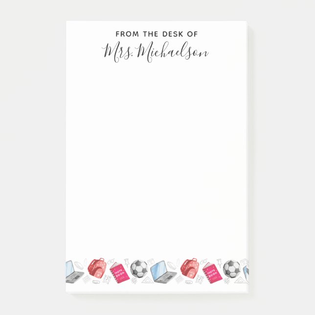 Post-it® Cute Back to School Supplies Enseignant (Devant)