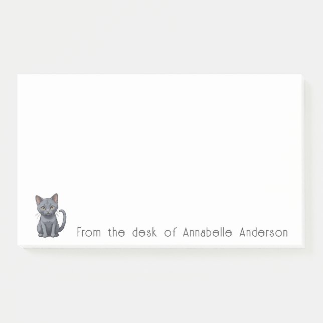 Post-it® Cute Bleu Russe Chat Personnaliser les notes (Devant)