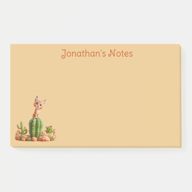 Post-it® Cute Bobcat sur cactus (Devant)
