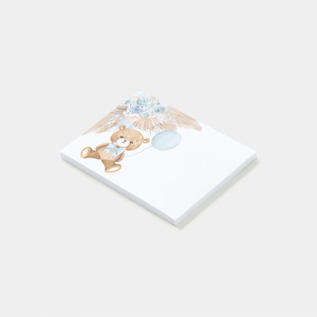 Post-it® Cute Boho Teddy Bear Pastel Blue Balloon (Incliné)