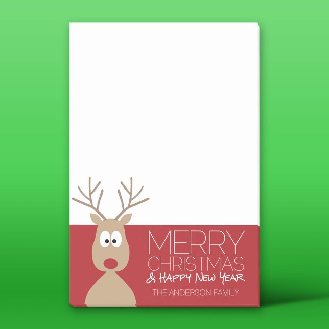 Post-it® Cute Cartoon Reindeer - Joyeux voeux de Noël (Custom Post-It Notes)