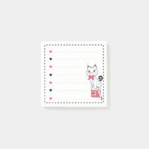 Post-it® Cute Chat Coeurs rose Fille