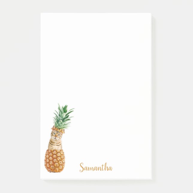 Post-it® Cute Chat dans un ananas Personnalisé (Devant)